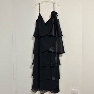 Vintage Patra Black One Shoulder Layered Dress